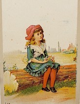 Antique Victorian Trade Card 1900s Girl w/Flowers 3.75 x 2.5 Ephemera - £20.54 GBP