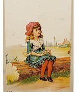 Antique Victorian Trade Card 1900s Girl w/Flowers 3.75 x 2.5 Ephemera - £20.33 GBP