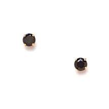 Men/Women/Children 14K Solid YG 3MM Black Cubic Zircon Stud Screw Back Earrings - £22.93 GBP