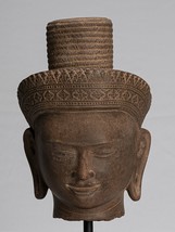 Buddha Statue - Antique Koh Ker Style Khmer Stone Buddha Head 43cm/17&quot; - £1,470.33 GBP