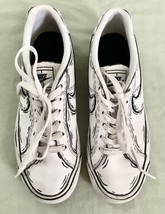 Womens Nike Court Royal Sneakers White Black Drawings Sz. 7.5 VERY GOOD - £18.52 GBP