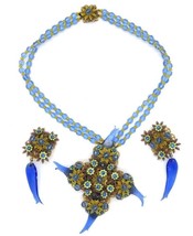 Rare Estate Vintage Signed Stanley Hagler Nyc Blue Art Glass Statement Necklace - £553.69 GBP