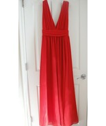 Lulus Womens Long Red Dress Gown Size Small Side Split Layered Sleeveless - $47.02