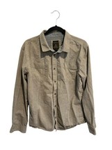 Prana Mens Shirt Dilettante Slim Fit Gray Speckled Organic Cotton Button Up Sz L - £14.33 GBP