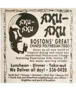 1989 Axu Axu Polynesian Restaurant Advertisement Boston Food Vintage DWJJ15 - $27.56 CAD