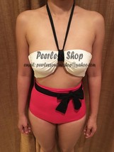 Pink And White Sexy Highwaisted Vintage Bikini Swimsuit Summer - USA SELLER - $38.00
