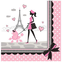 Party in Paris Birthday 18 Lunch Napkins Eiffel Tower Girl Poodle - £3.53 GBP