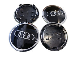 Set of 4Pcs - Audi Chrome Wheel Rim Center Hub Caps Emblem - 69mm - Black - $185.22 MXN