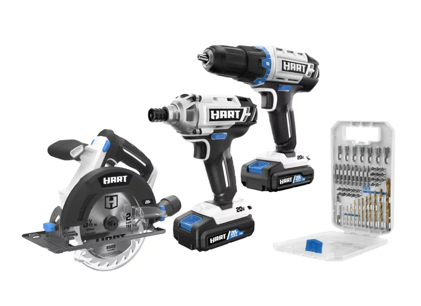 HART 20-Volt 3-Tool Combo Kit with 50-Piece Accessory Kit (2) 20-Volt 1.5Ah Lith - £252.66 GBP
