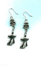 metal silver skull earrings ghost earrings halloween goth handmade jewelry - £4.82 GBP