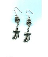 metal silver skull earrings ghost earrings halloween goth handmade jewelry - £4.78 GBP