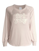 Long Sleeve Sleep Top Size Small Fri Yay Friyay Pink Fuzzy Letters Frida... - £5.43 GBP