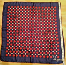 Vintage Schiaperelli Silk Scarf Hand Rolled in Japan #6119 Red White Blue - £15.69 GBP