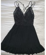 Victoria&#39;s Secret PINK crochet lace knee length dress SIZE S Black Sexy - $24.74