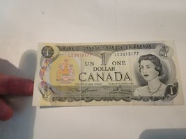 Vintage 1973 Canadian One Dollar Bill Bank Of Canada Ottawa LE2413177 - £46.19 GBP