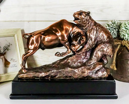 Ebros Wall Street Charging Bull Goring Bear Bronze Electroplated Figurine - £87.71 GBP