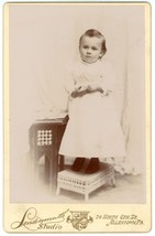 Circa 1890&#39;S Lindenmuth Cabinet Card Adorable Child In White Dress Allentown, Pa - £7.49 GBP