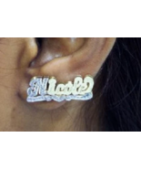 14k Gold Overlay Personalized Any Name Stud Earrings single plate/a4 - $47.95 CAD