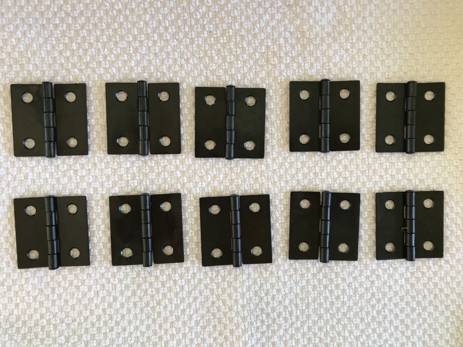 Primary image for ~Flat Black~Butt Hinge- 10 Hinge Lot - 1-1/2" x 1-1/2"  W/ matching screws