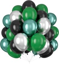 Green Black Balloons Metallic Green Silver Balloons for Graduation Party - $23.48