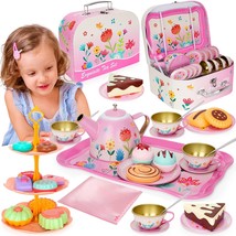 Tea Party Set For Little Girls, Kitchen Pretend Toy For Kids 3 4 5 6 Year Old, G - £32.75 GBP