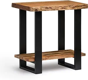 Alpine Live Edge Solid Wood End Table, Natural 17 In X 27 In X 27 In - $357.99