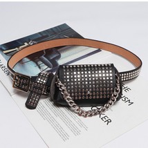 Diinovivo Fashion Rivet Women Waist Bag Small  Bag  Leather Designer Fanny Pack  - £62.54 GBP