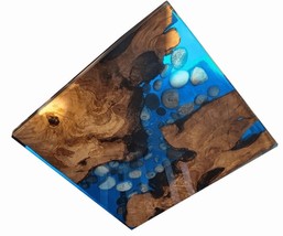 Ocean Wave  Square Wood Side Sofa Center Table Top Resin Wood Handmade F... - $8,461.62 MXN+