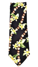 Aloha Melting Pot Necktie Hand Made in Hawaii Multicolor Floral Pattern on Black - $18.21