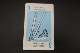 1965 Mystery Date board game replacement card blue # 3 skis &amp; ski shoes - $4.99