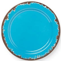 Set of Four (4) Fox Run ~ Melamine ~ Distressed ~ TEAL BLUE ~ 10&quot; Dinner Plates - £30.36 GBP