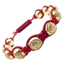 Authentic! Shamballa Jewels 18k Yellow Gold Bead Diamond Lucky Red Cord Bracelet - £5,899.71 GBP
