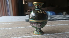 Antique Chinese Cloisonne Flowers Nested Cups / Jar / Faux Vase 4.75&quot; x ... - $118.80