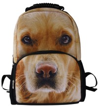 Animal Face 3D Animals Golden Puppy Backpack 3D Deep Stereographic Felt Fabric - £27.60 GBP