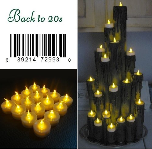 Back to 20s 36 PCS Long Lasting Flickering LED Warm Yellow Flameless Tealigh... - $12.85