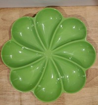 NEW Green Flower Petal Melamine Divided Platter Tray for Appetizers, Vegetables - £15.20 GBP