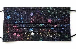 Pleated Rainbow Black Star face mask 100% quilting cotton cloth nose wir... - $18.71 CAD