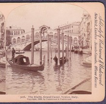 Venice, Italy Stereoview - Gondolas on the Rialto, Grand Canal - £10.19 GBP