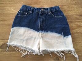 St. Micheal Marks &amp; Spencer Womens UK 12 Dip Dye Raw Hem High Waist Denim Shorts - £19.18 GBP