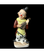 Vintage Ceramic Clown Figurine Playing Lute Musical Instrument 5&quot; tall - $24.68 CAD