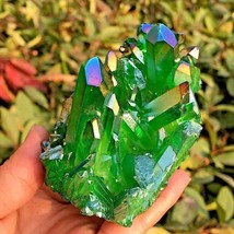 80-100g Aura Green Quartz Crystal Cluster Specimen Healing Reiki Ornaments Gift - £24.04 GBP
