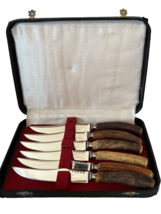 6 Sheffield Knives Genuine Stag/Antler Handle Steak England Stainless Steel - $2,867.30 MXN