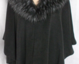 ADRIENNE LANDAU Cape Jacket Faux Fur Removable Collar XS/S - $103.94