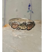 Black Hills Gold ring size 11.75 leaves wedding band sterling silver Gol... - $205.62 CAD