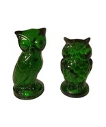 Mosser Deep Green Glass Great Horned Big Eye Owl Figurines Paper Weight ... - $72.55