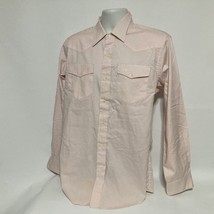 Vintage Longhorn Niver Western Wear Men&#39;s 16 35 Pink Shirt Made In USA - $12.59