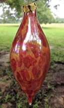 Mercury Glass Teardrop Ornament Christmas Orange w Red Spots Hand Blown Unsigned - £15.14 GBP