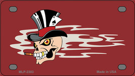 Smokin Joker Top Hat Skull Offset Novelty Mini Metal License Plate Tag - £12.01 GBP