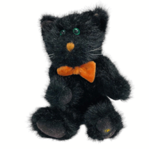 Boyds Bears Black Kitty 7 inch Orange Nose Bow Tie Jointed 1990s VTG - £11.19 GBP