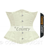 Underbust Full Steel Boned Wedding Basques Sexy Shaper Ivory Satin Corse... - $56.88